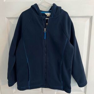 NWT Lands End Kids Navy Blue Hooded Full Zip Fleece Jacket, Size Small (8)